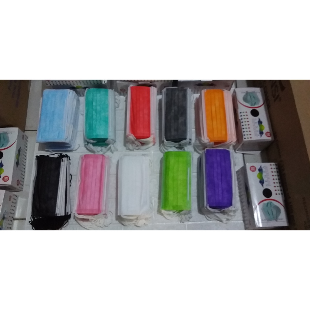 Masker polos warna earloop 2ply dan 3ply