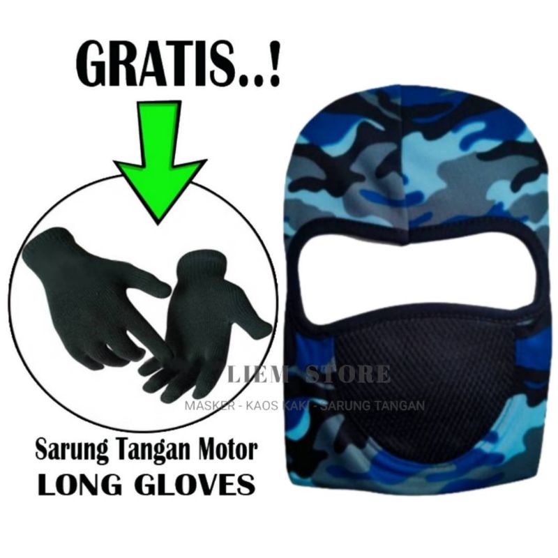 BUY 1 GET 1 FREE / MASKER NINJA  + (SARUNG TANGAN) / Masker Motor / Masker Balaclava