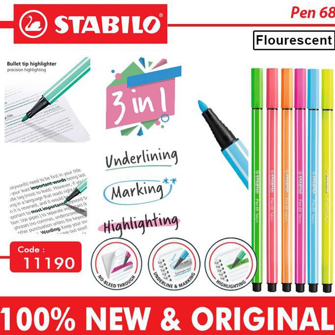 

Ready Oke] Highlighter Pen Stabilo 68 Flourencent - Blue