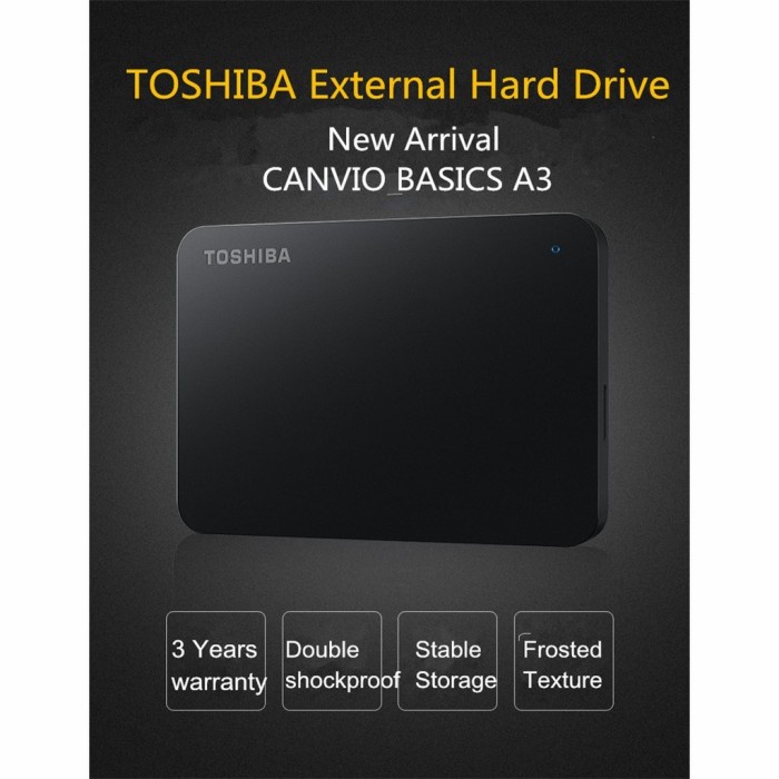 TOSHIBA CANVIO BASIC 1TB 2TB USB 3.0 HDD EXTERNAL HARDISK GARANSI 3TH