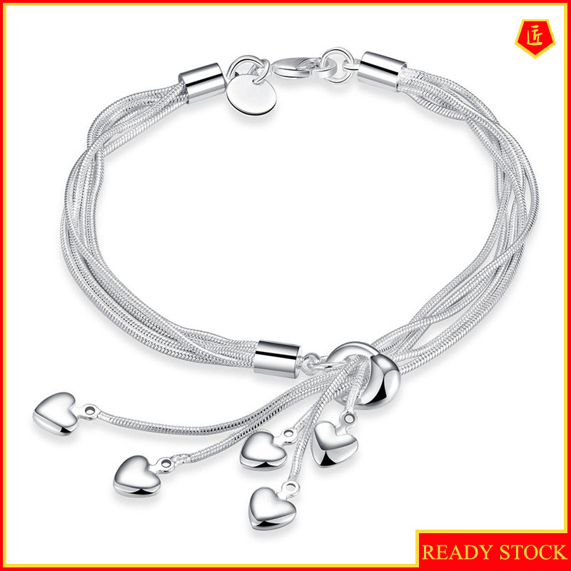 [Ready Stock]Fashion Personality Silver Plated Heart Bracelet Elegant Silver Bracelet