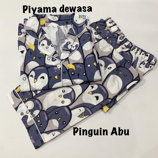 Piyama PINGUIN ABU bisa couple mom kids and familys