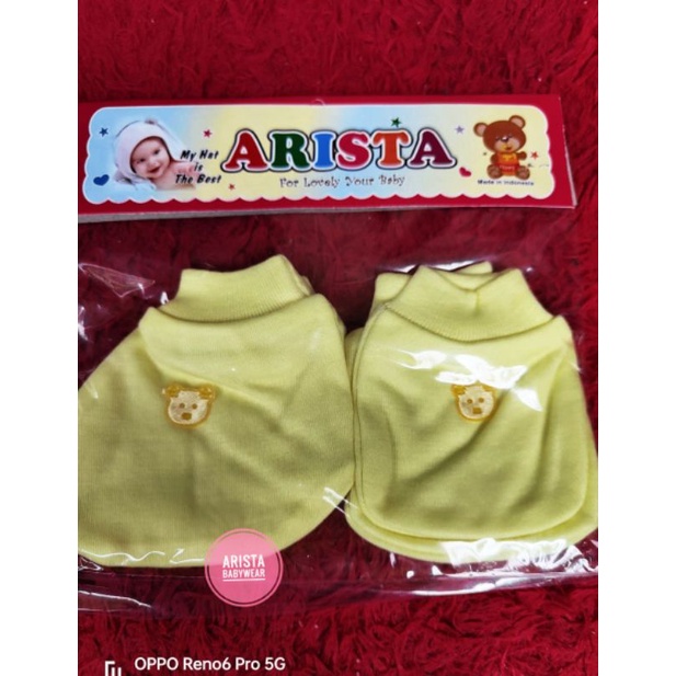 SET sarung tangan+kaki bayi fullwarna polos pergelangan RIB