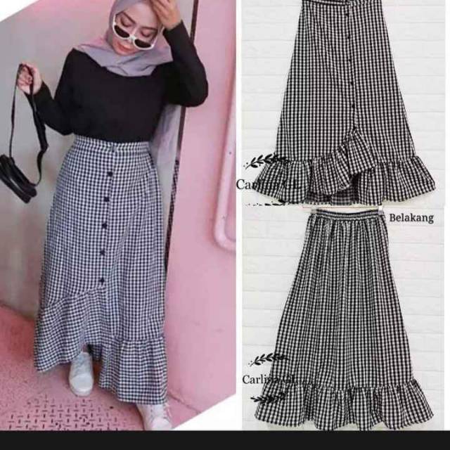 Rok kotak kotak wanita