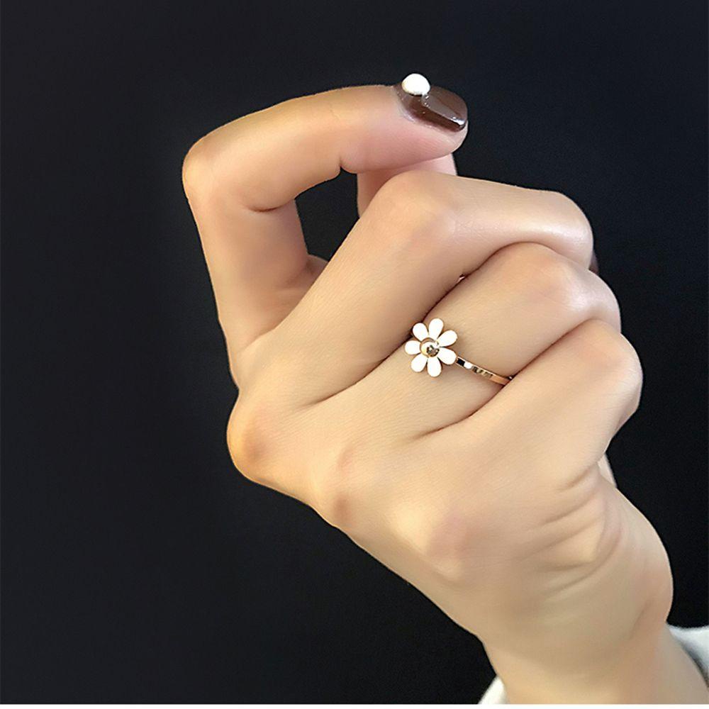 Lily Cincin Titanium Wanita Camelia Kawin Cincin Jari Telunjuk Rose Gold