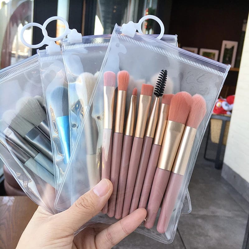 8PCS/ Set Brush Mini untuk Bibir / Eyeshadow / Bedak / Foundation / Highlighter Mini Brush Portable F595