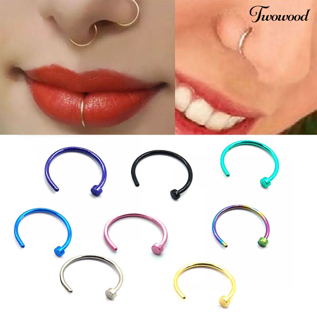 Twowood 8 Pcs/Set Nose Clip C Shape Electroplate Unisex Different Colors Lady Lip Clip for Parties