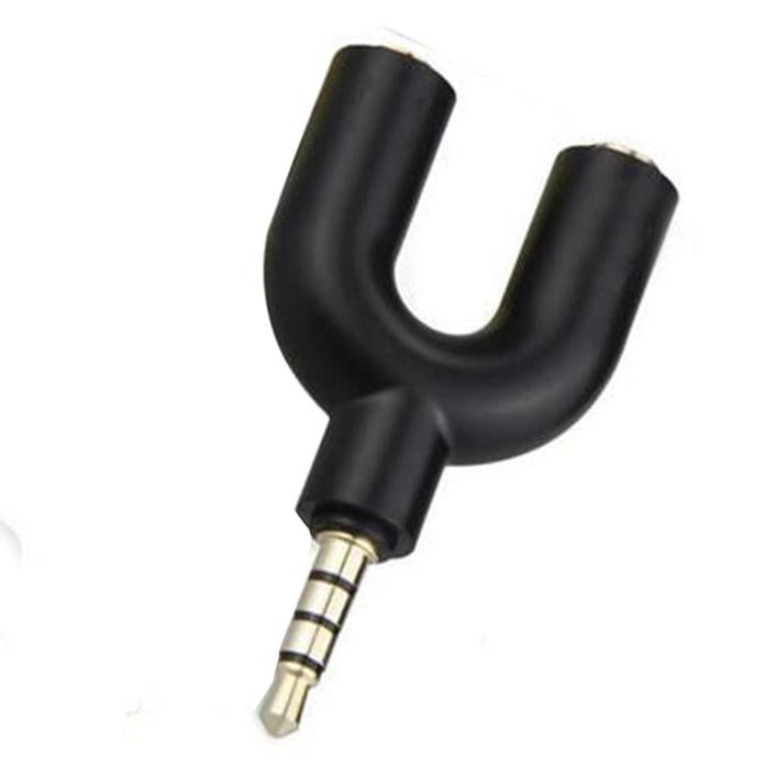 Audio Splitter Converter 3.5 Mm Jack Headset Microphone Handphone - Hitam Best Quality