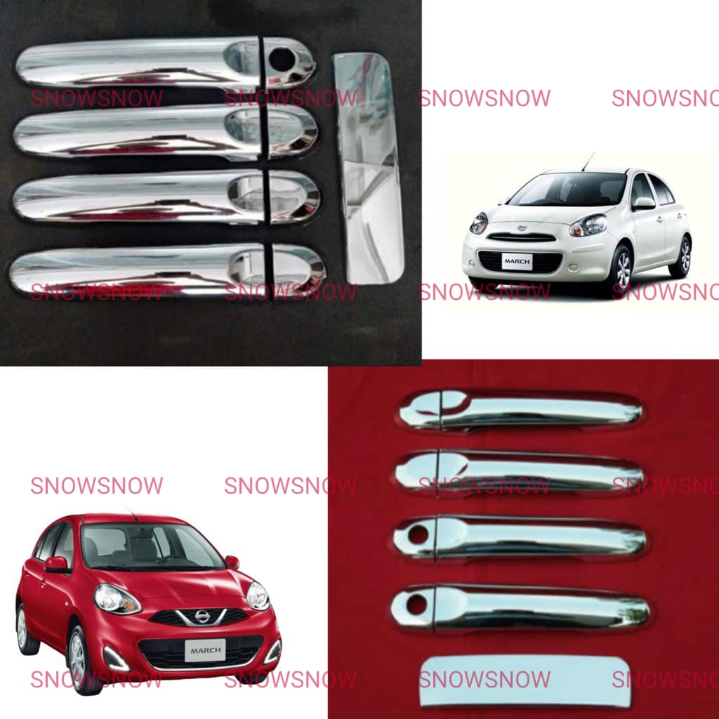 Cover Handle Pintu Nissan March 1 2 Lubang 5pcs Chrome