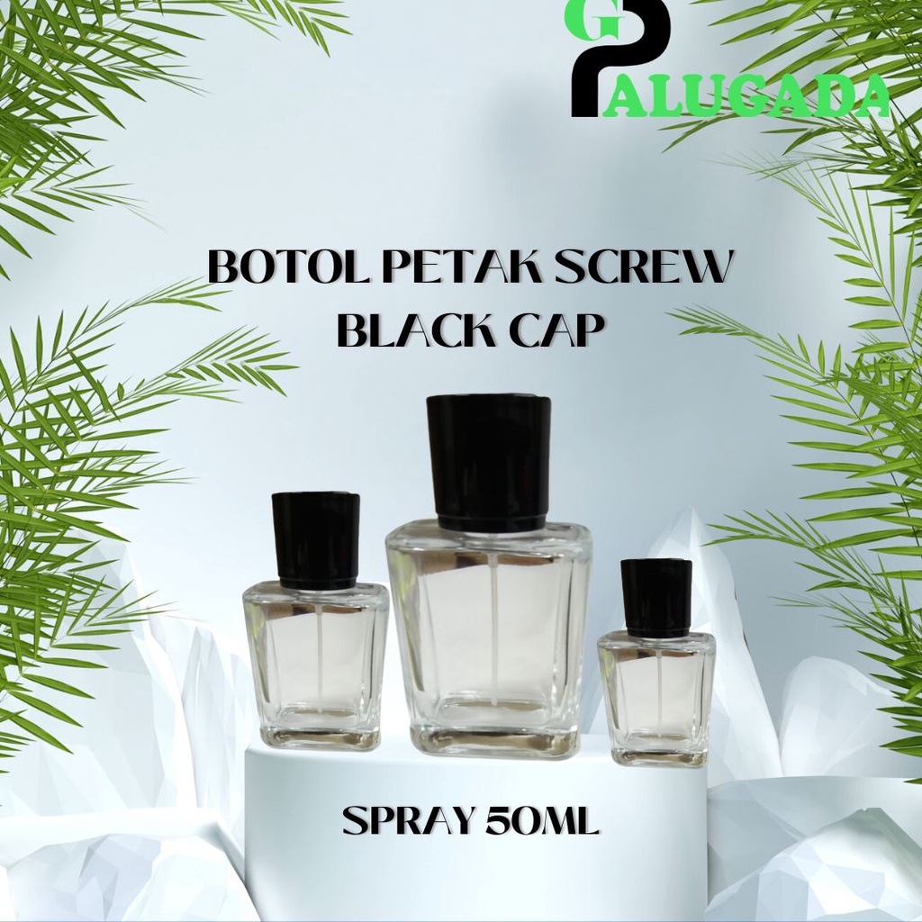 BOTOL PARFUM PETAK SCREW BLACK DRAT | 50ML | HARGA PERLUSIN