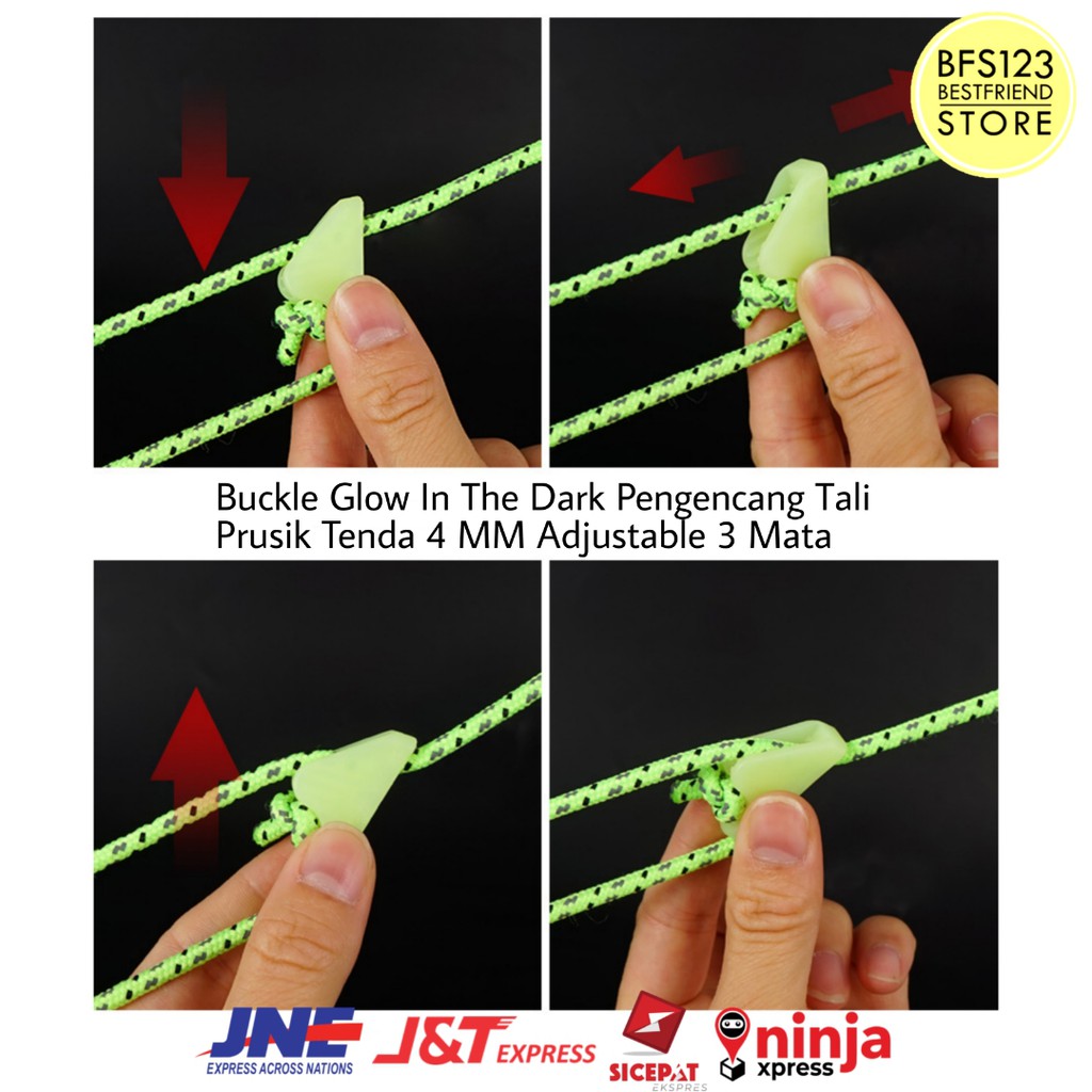 Buckle Glow In The Dark Pengencang Tali Prusik Tenda Adjustable