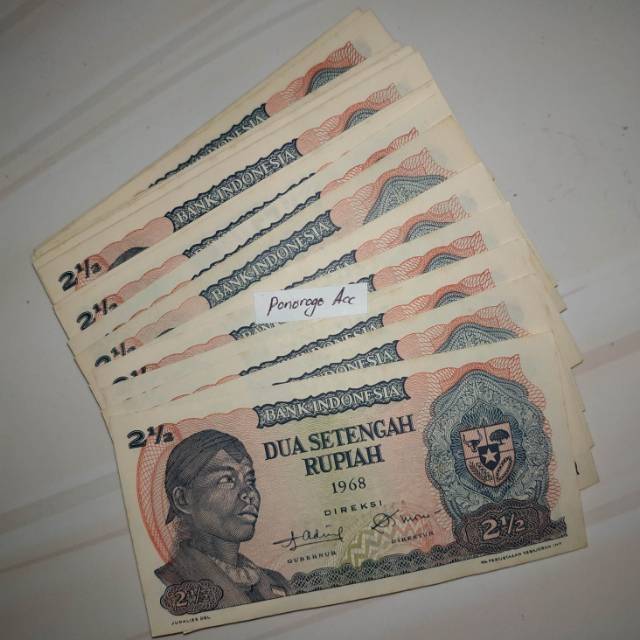 (GRESS/BARU) Uang kuno 2 setengah rupiah sudirman tahun 1968 bahan mahar nikah 21 rupiah 2021 rupiah