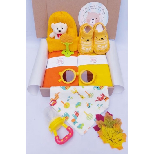 BB1 -  Hampers Bayi / Baby Hampers / Newborn Baby Gift Set / Baby Gift / Kado Bayi / Kado Lahiran / Kado Anak lahir / kado anak / hadiah kelahiran-Double yellow orange