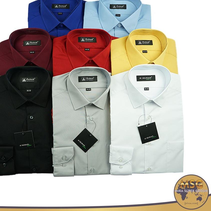♠ Alisan ,Alisan Slimfit Polos, Kemeja Pria Alisan , Kemeja Formal Pria, Kemeja Alisan Lengan Panjan
