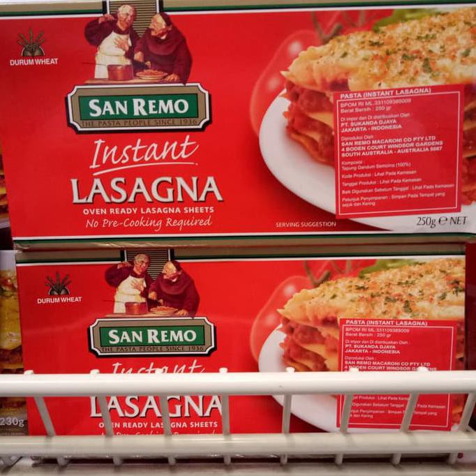 

Terlaris# San Remo Instant Lasagna Sheet 250Gr