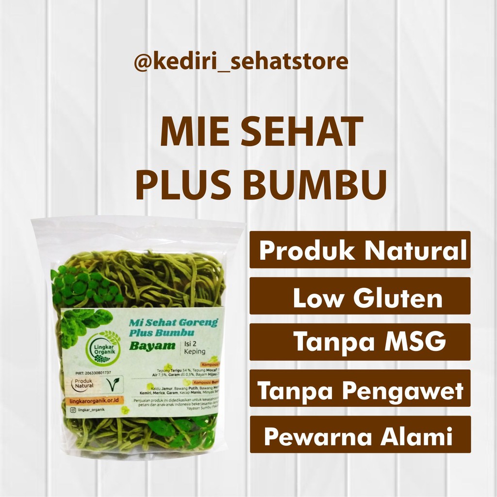 

MIE SEHAT GORENG PLUS BUMBU RENDAH GLUTEN LINGKAR ORGANIK / MIE NON MSG / HEALTY NOODLE LOW GLUTEN