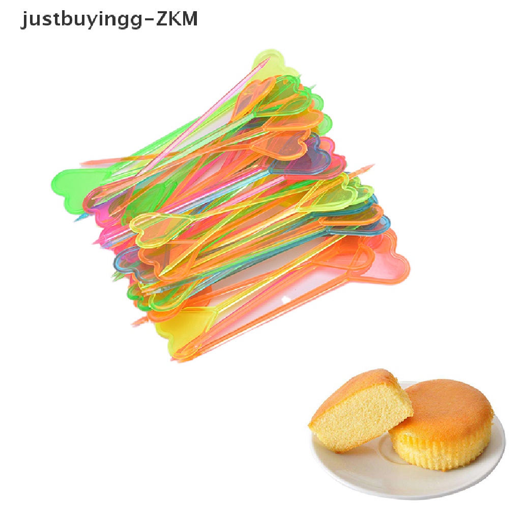 [justbuyingg] 50pcs Plastic Disposable Forks Stick Food Picks Heart Arrow Dessert Fruit Forks [zkm]