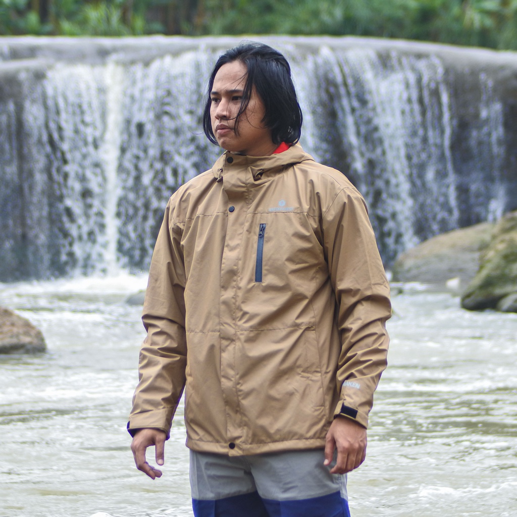 Greenforest Bunaken Jaket Gunung Waterproof Inner Polar Pria dan Wanita-Krem