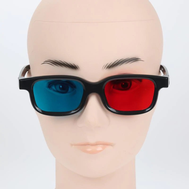 Black Frame Red Blue Cyan 3D Glasses Kacamata 3 Dimensi Anaglyph TV