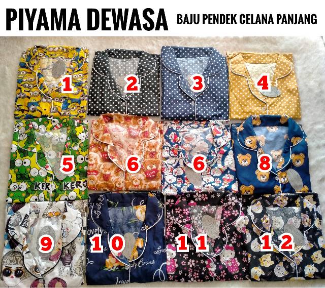 PIYAMA DEWASA / PIYAMA KATUN LD 100CM-104CM / PIYAMA CP / MARRYCATTY