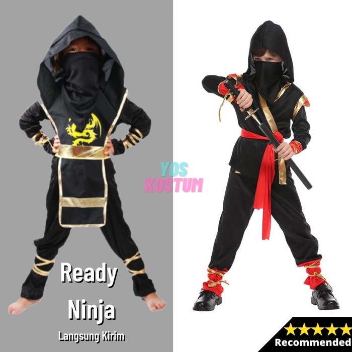 Kostum Ninja Anak Premium Quality Baju Cosplay Impor Naga Gold Jepang Costume Halloween Karnaval Import