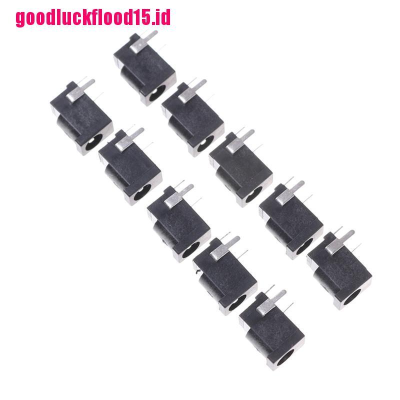 (LUCKID) 10pcs Soket Jack Power DC 3 Pin 3.5mm x 1.3mm Warna Hitam Untuk PCB