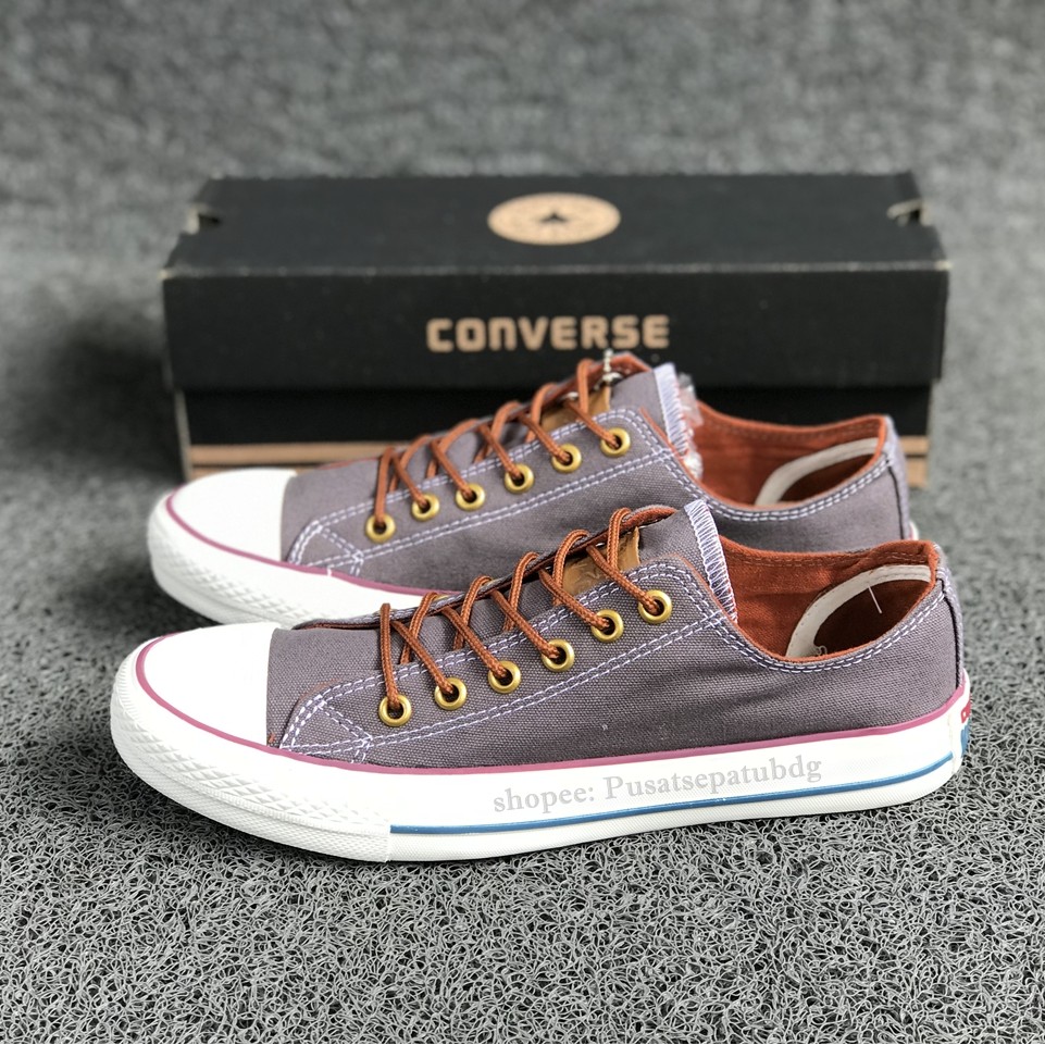 (BAYAR DITEMPAT) Converse Premium Tali Tan Low Grey