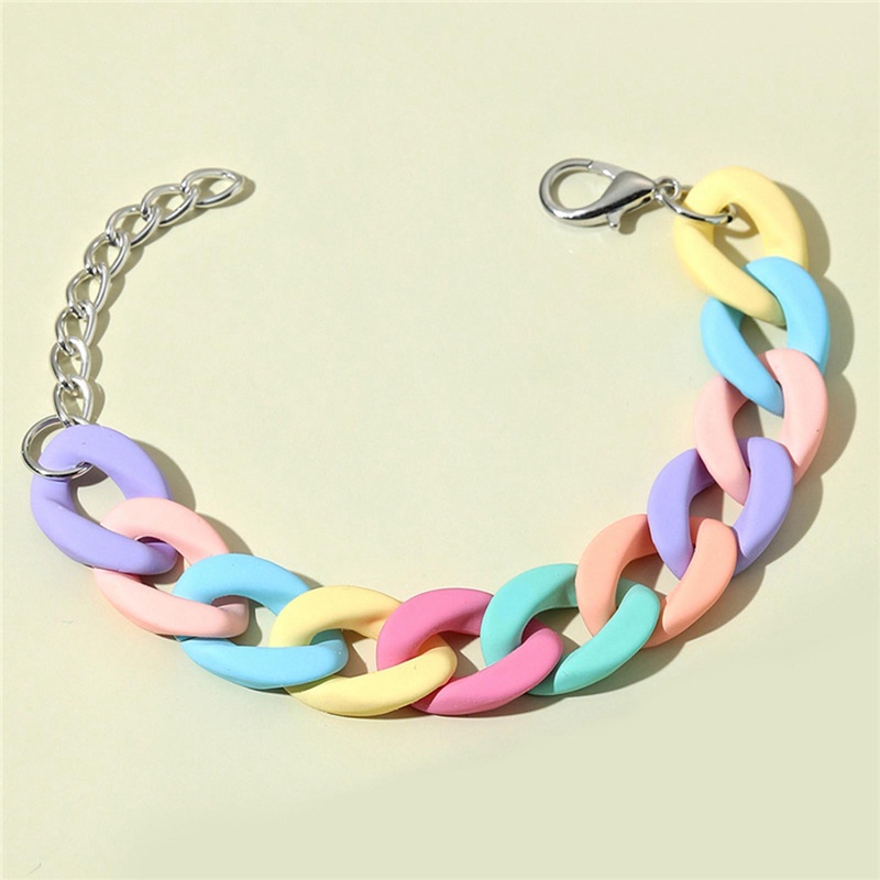 Gelang Rantai Bahan Akrilik Resin Matte Warna-Warni Untuk Wanita