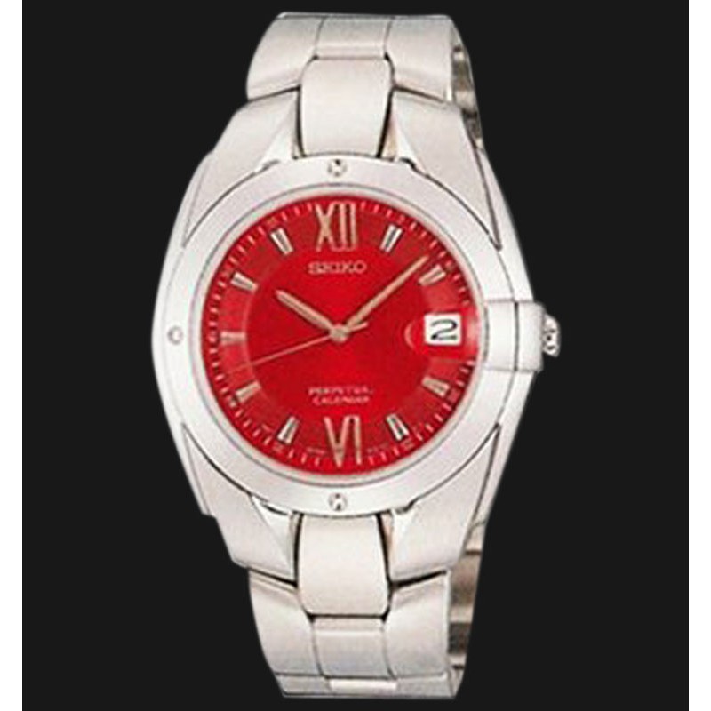 Seiko Quartz SLL005P1 Classic Perpeteual Calendar Red Dial Jam SLL005