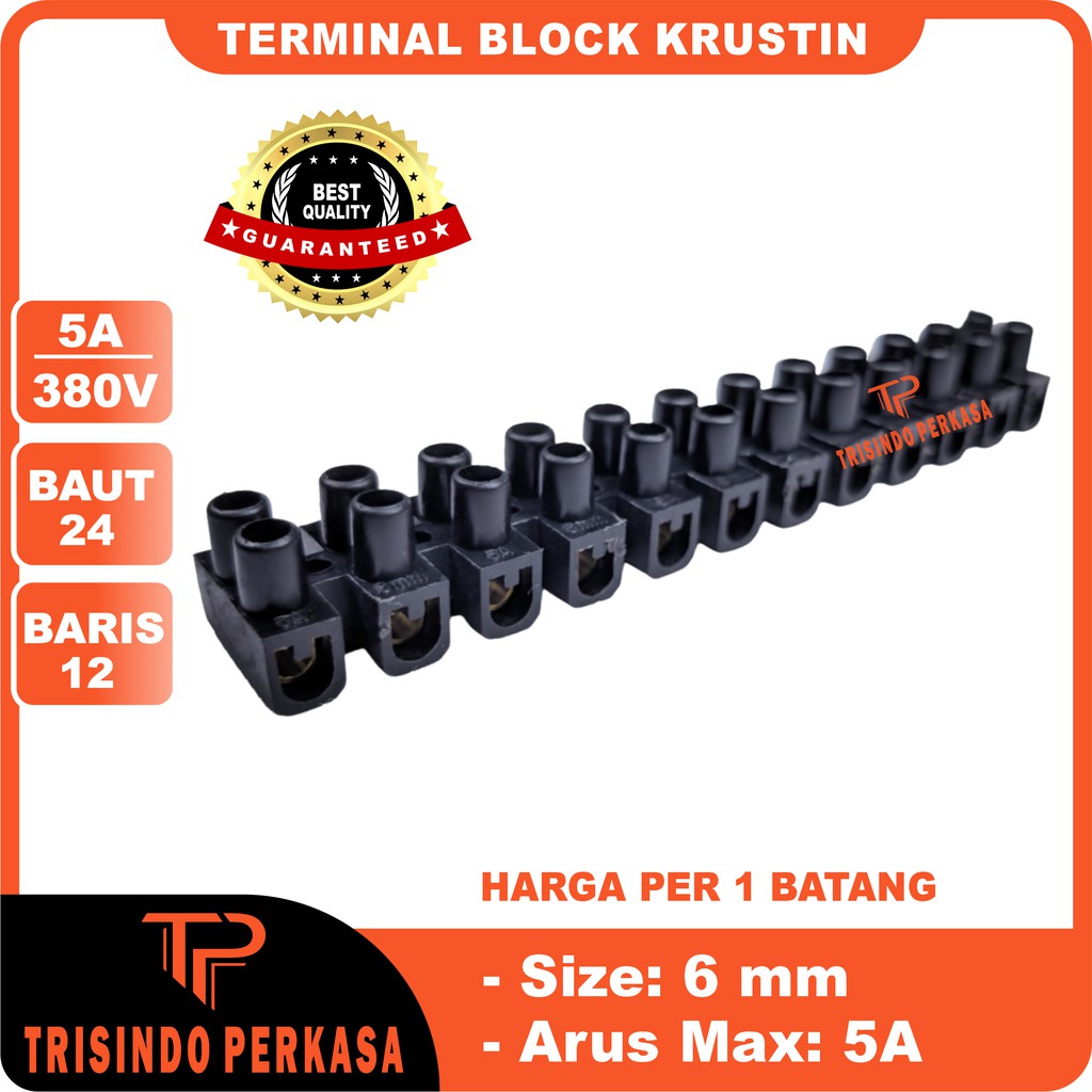 Terminal Krustin 6mm 5Ampere Hitam Klustin Blok