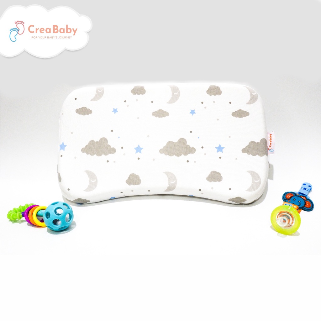 CREA BABY PATTERN SERIES MEMORY FOAM BABY PILLOW + PILLOW CASE |Bantal anti peyang |Bantal tidur bayi