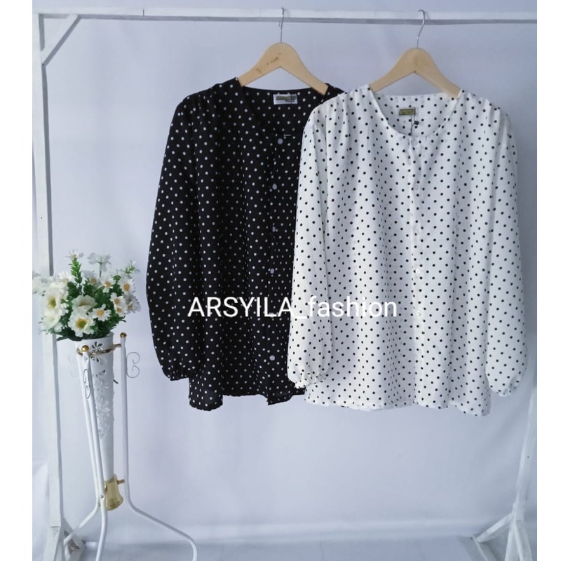 BLOUSE KOREA - KAYOUNG BLOUSE JUMBO LD 120 - ATASAN VOLKADOT - ATASAN WANITA - PAKAIAN TERLARIS - KOREAN STYLE