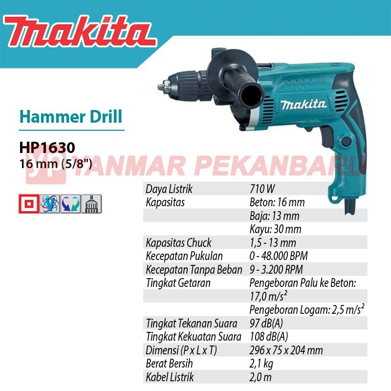 Jual Mesin Bor Makita HP 1630 / Rotary Hammer Makita HP1630 | Shopee ...