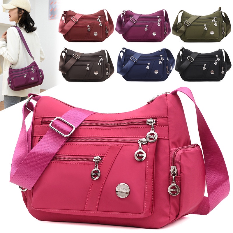 Tas Selempang Bahu Wanita Nylon Import High Quality / Tas Jalan Jalan Muat Banyak Barang / Tas Kerja Wanita / Diaper Bag / Tote Bag / Sling Bag Besar TW002