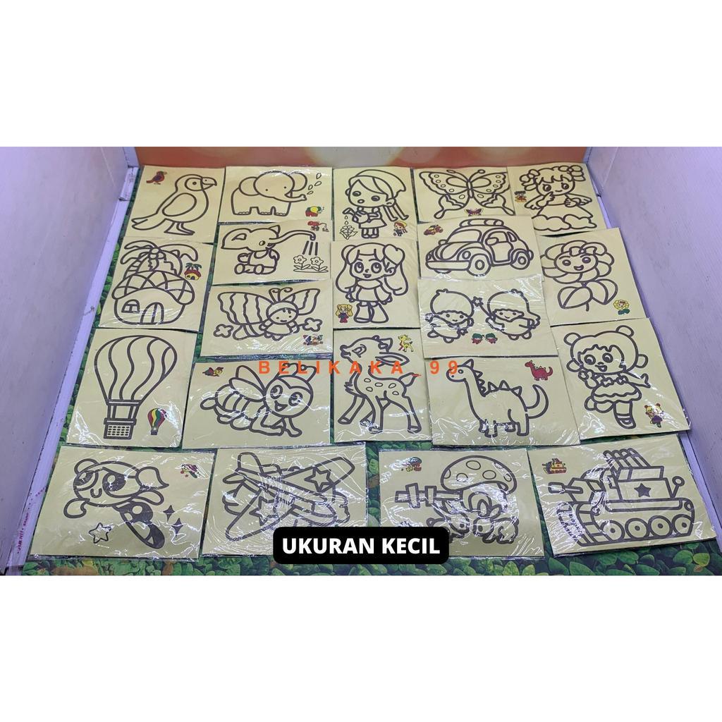 MAINAN ANAK EDUKASI MEWARNAI PASIR GLITTER UKURAN M DAN L / KERTAS MEWARNAI PASIR GLITTER / MAINAN ANAK LUKISAN PASIR WARNA / MEWARNAI SAND PAINTING