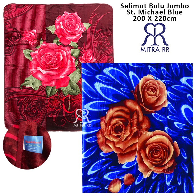 Selimut Bulu Jumbo 200 x 220 / 190 x 230 Motif Bunga Premium Soft Blanket