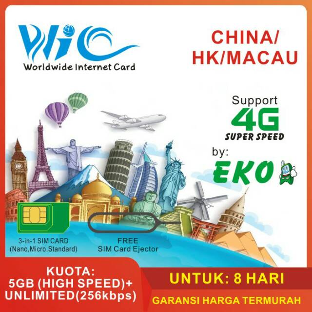 Jual Kartu Sim Card Data Internet Unlimited China / Hk / Macau 5Gb 8 Hari  Indonesia|Shopee Indonesia