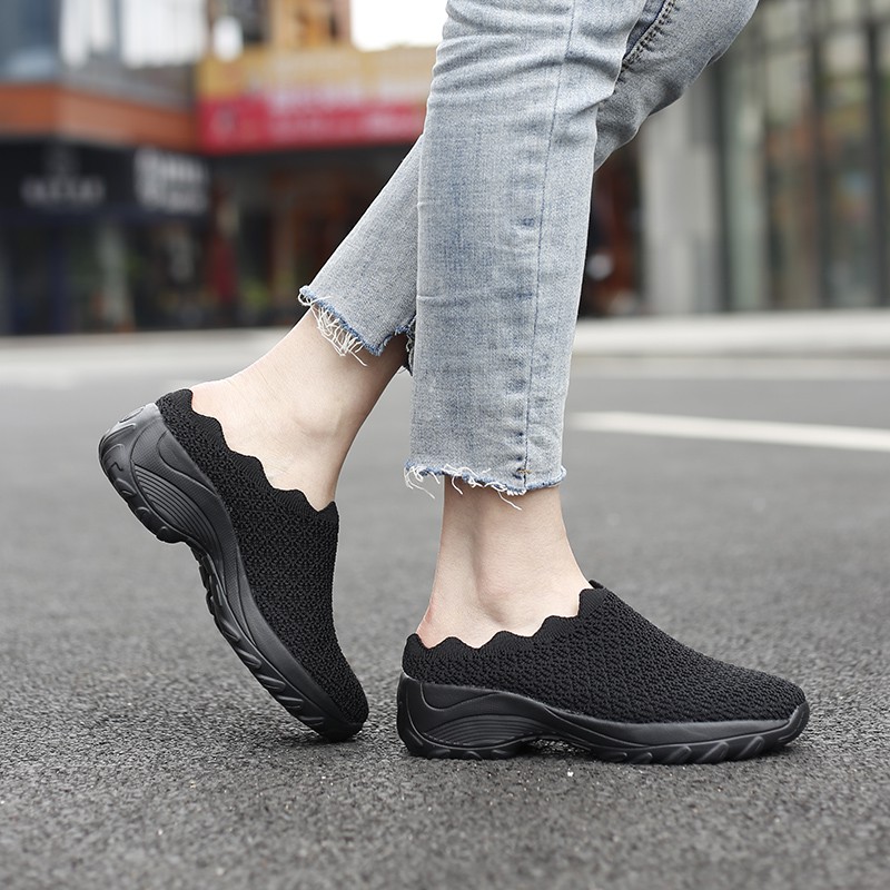 FOKU Sepatu Slop Santai Wanita Slip On Sneakers Korea Terbaru