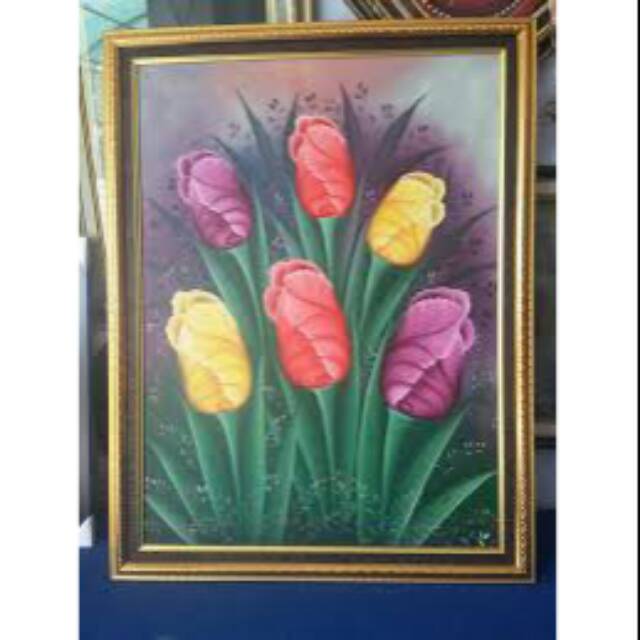 Lukisan Bunga Tulip Ukuran 60x80 Shopee Indonesia