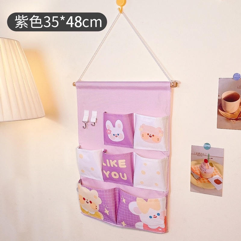 Organizer Storage Bag Gantung Kain Kavas Korean 7 Sekat Kualitas Super