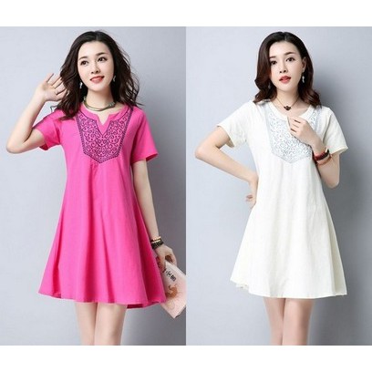 READY STOCK Dress Import Mini Boho Bohemian Vintage Baju Korea Pink Putih Wanita Murah