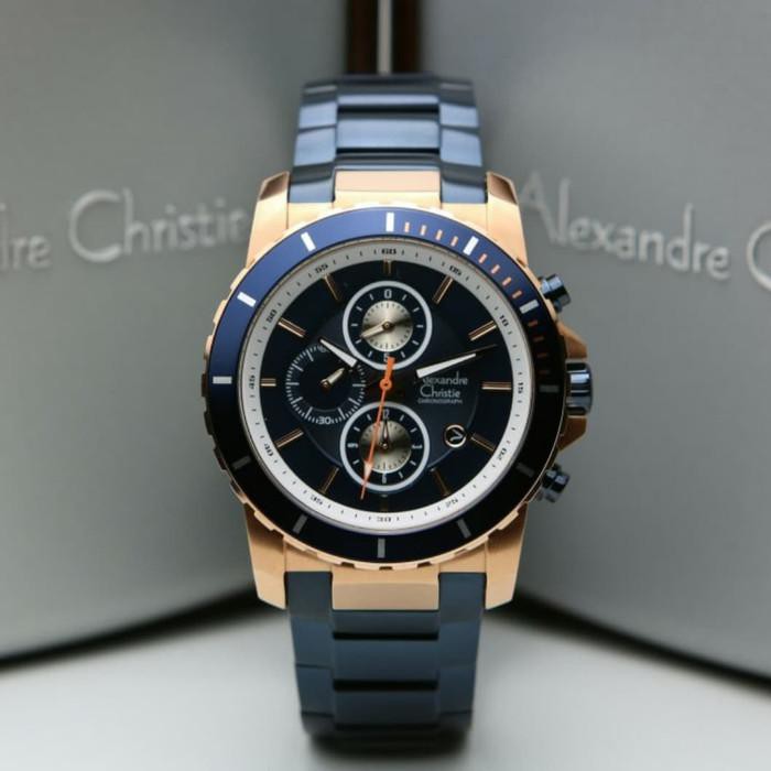 Alexandre Christie AC 6141 Rose Gold Blue Jam Tangan Pria Alexandre Christie AC6141 Terlaris