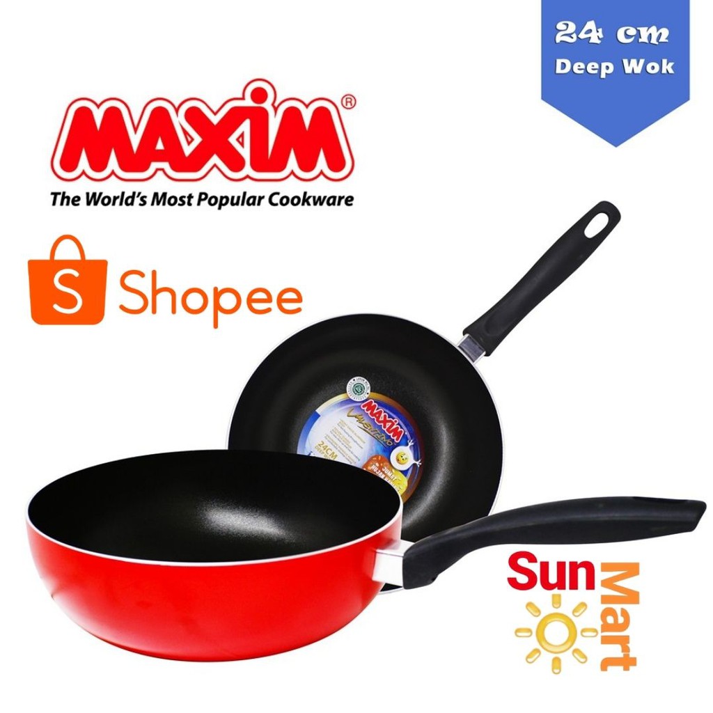 Wajan Cekung Bergagang / Deep Wok Maxim Valentino Series 24 cm