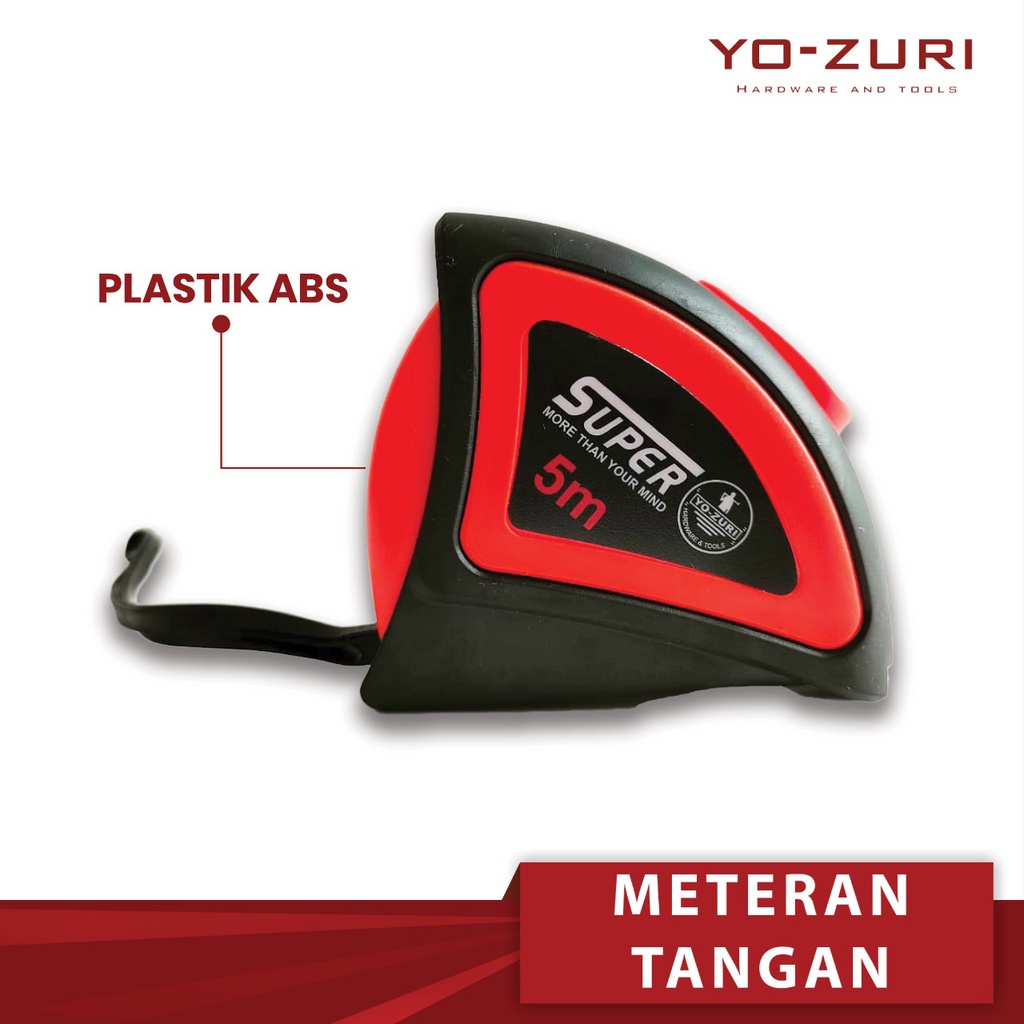 ORIGINAL YO-ZURI METERAN 3M 5M 7,5M 10M TUKANG BANGUNAN ROLL | TIPE KARET KUALITAS BAGUS MEASURING TAPE | Yozuri