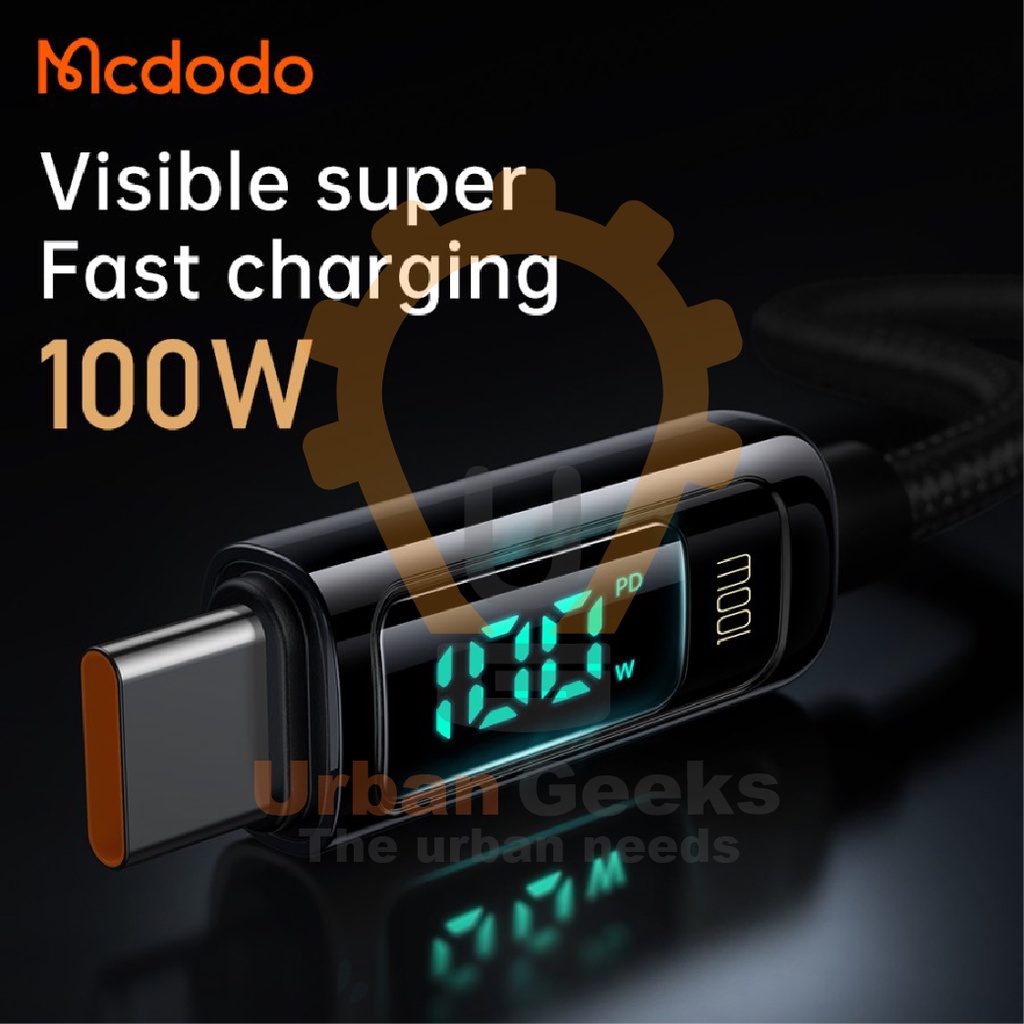 Kabel Charging Mcdodo CA-882 Kabel USB Type C To Type C Digital Display PD FAST 100W