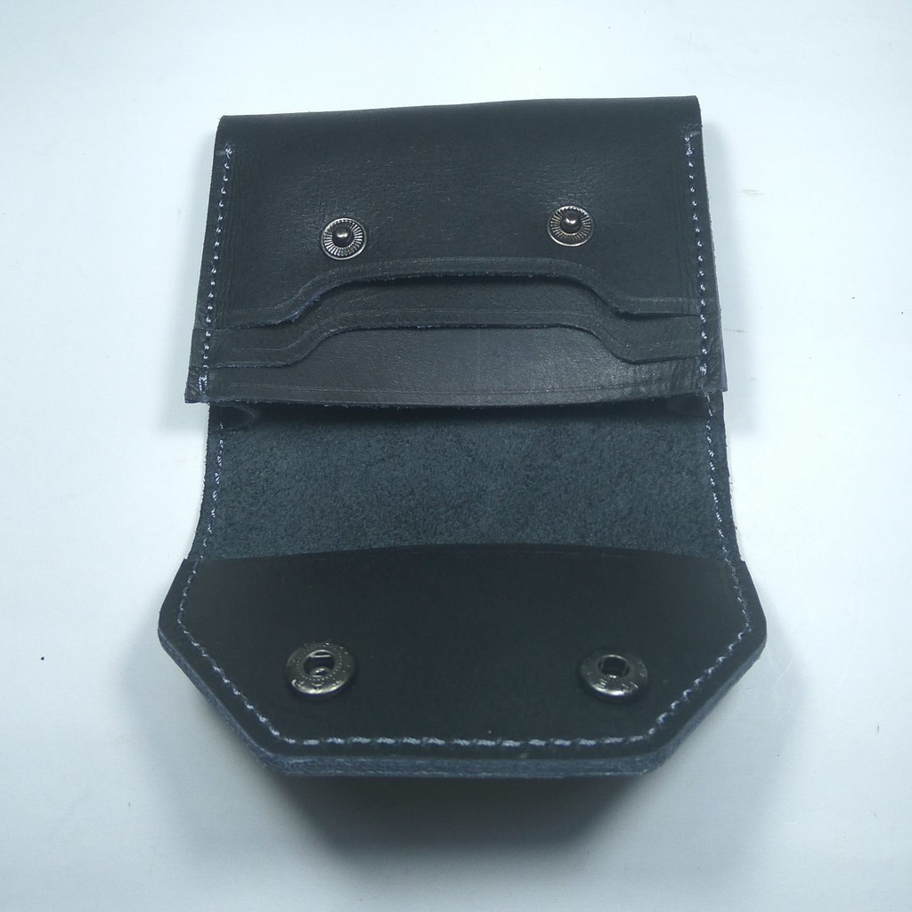 dompet kartu muat banyak kartu kulit sapi asli hitam card holder