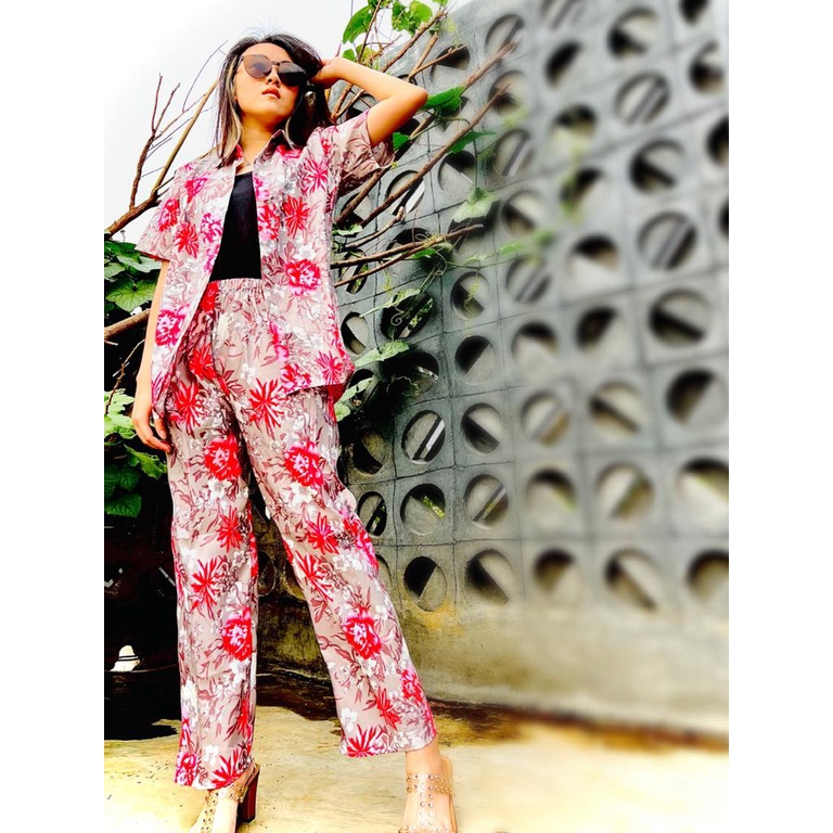 DAILY SET RAYON tiedye- HOMEY SET FIT Xl - PAJAMA SET RAYON -  PIYAMA RAYON-zaida charcoal