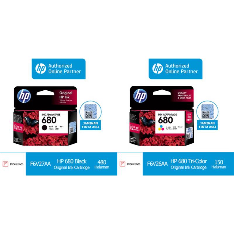 Tinta HP 680 Black / 680 Color HP680 HP680B / HP680C Original Ink Advantage Cartridge