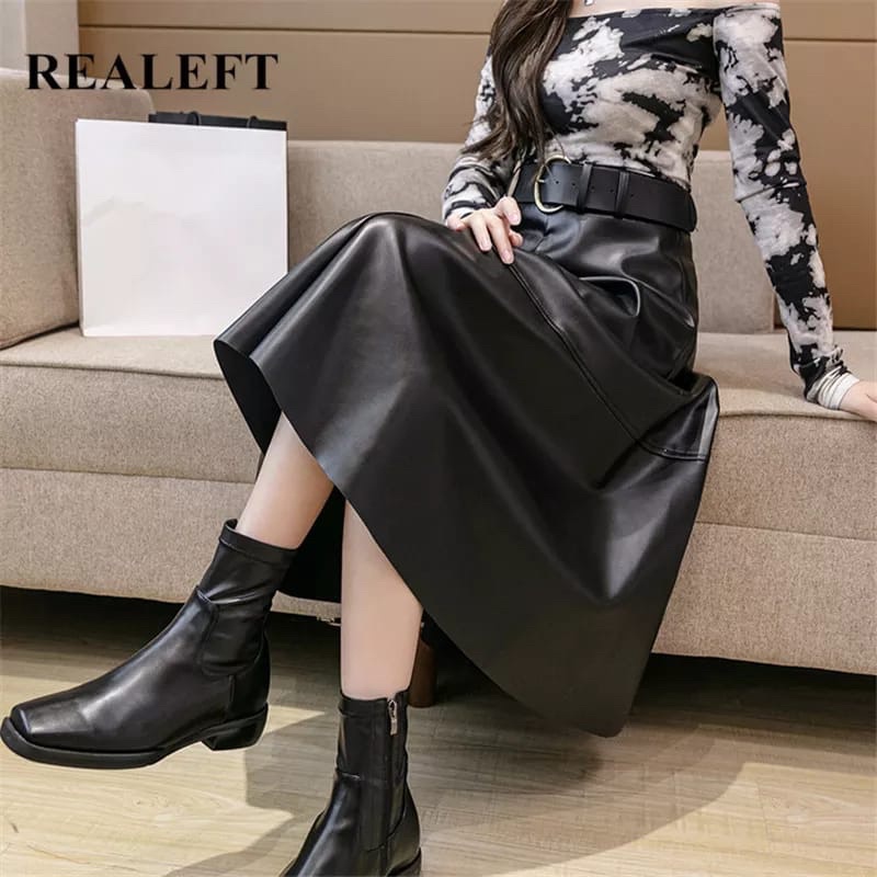 Rok Kulit Wanita /Skirt leather Aline mode