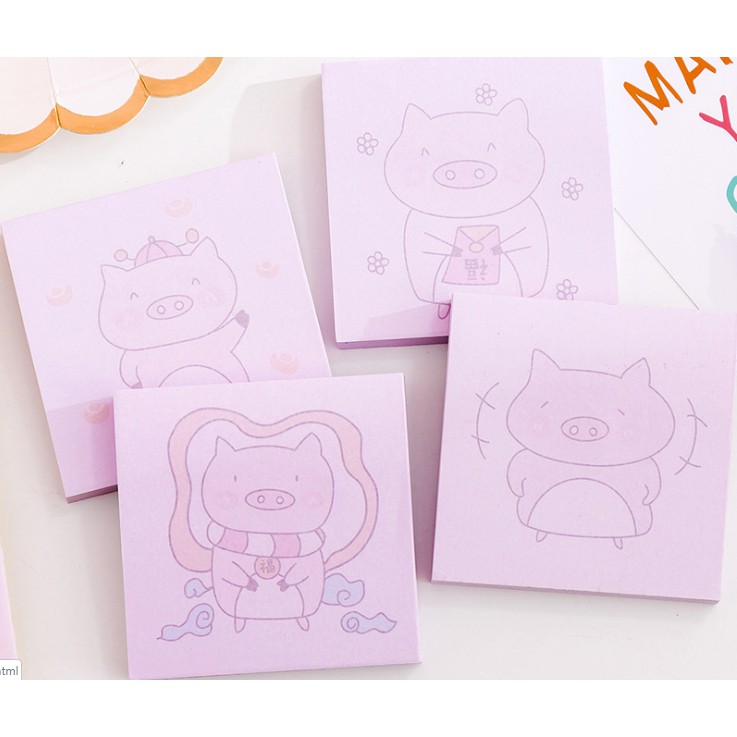 Notes Tempel Sticky Notes Unicorn / Memo Mini Gambar Bunga &amp; Buah / Memo Tempel Kartun Babi Piggy